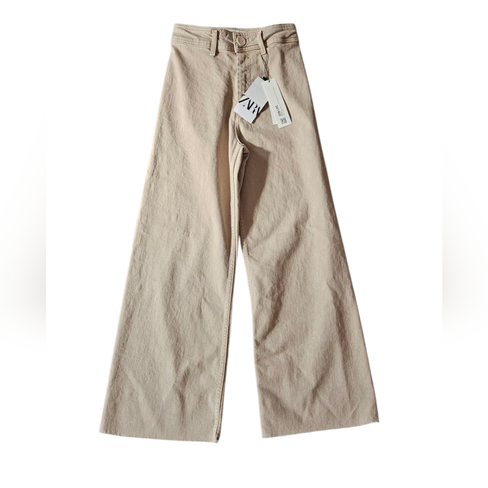 Zara The Marine Straight In Stone Grey Wide-Leg Pants